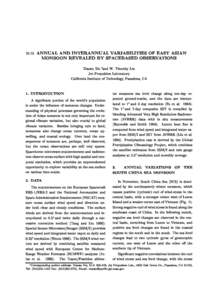 [removed]ANNUAL AND INTERANNUAL VARIABILITIES OF EAST ASIAN MONSOON REVEALED BY SPACEBASED OBSERVATIONS Xiaosu Xie and W. Timothy Liu Jet Propulsion Laboratory