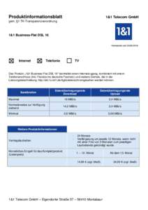 Produktinformationsblatt  1&1 Telecom GmbH gem. §1 TK-Transparenzverordnung