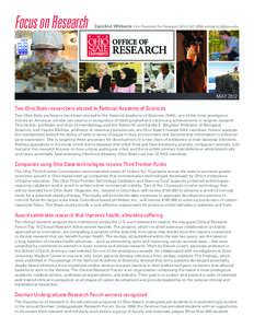 Focus on Research  Caroline Whitacre Vice President for Research[removed]removed] MAY 2012 Two Ohio State researchers elected to National Academy of Sciences