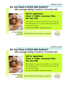 Infant Toddler Assessment Clinic  Do You Have a Child with Autism?
