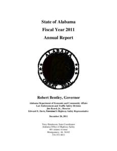 State of Alabama Fiscal Year 2011 Annual Report Robert Bentley, Governor Alabama Department of Economic and Community Affairs