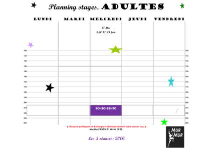 Planning adultes dernière session