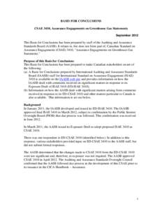 CSAE 3410, Assurance Engagements on Greenhouse Gas Statements, Basis for Conclusions