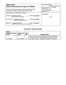 ORAU Team Dose Reconstruction Project for NIOSH Technical Information Bulletin: Maximum Internal Dose Estimates for Savannah River Site (SRS) Claims  Document Number: