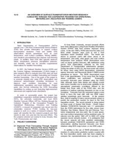 [removed]AN OVERVIEW OF SURFACE TRANSPORTATION WEATHER RESEARCH CONDUCTED THROUGH THE COOPERATIVE PROGRAM FOR OPERATIONAL METEOROLOGY, EDUCATION AND TRAINING (COMET) Paul Pisano*