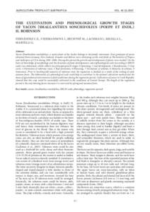 AGRICULTURA TROPICA ET SUBTROPICA  VOLTHE CULTIVATION AND PHENOLOGICAL GROWTH STAGES OF YACON [SMALLANTHUS SONCHIFOLIUS (POEPP. ET ENDL.)