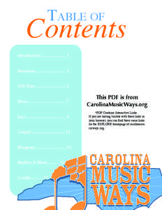 Table of  Contents Introduction..................... 1 Moravian.......................... 3 Old-Time.......................... 5