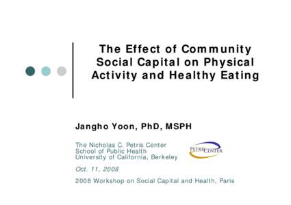 The Effect of Community Social Capital on Physical Activity and Healthy Eating