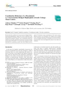 FULL PAPER  DOI:ejicCoordination Behaviour of a Hexadentate 1,1⬘-Ferrocenylene-Bridged Bisphosphole towards Coinage