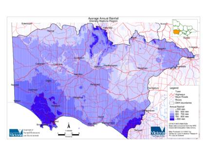 Average Annual Rainfall Glenelg Hopkins Region Edenhope# Avoca # Halls Gap