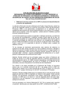 A fin de evitar falta de atención en salud DEFENSORÍA DEL PUEBLO RECOMIENDA A LA ONP PRIORIZAR LA ATENCIÓN DE PERSONAS CON PENSIÓN SUSPENDIDA O DENEGADA, EN ESPECIAL DE AQUELLAS QUE ENFRENTAN PROBLEMAS DE SALUD Nota 