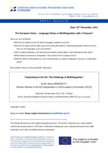 Microsoft Word - PR3-2012 EUAP Press Release - The European Union  Language Chaos or Multilingualism with a Purpose