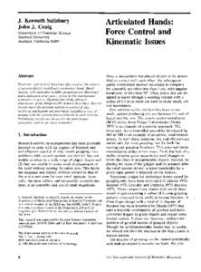 J. Kenneth Salisbury John J. Craig Department of Computer Science Stanford University Stanford, California 94305