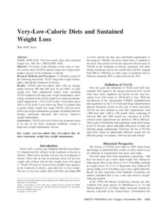 Very-Low-Calorie Diets and Sustained Weight Loss Wim H.M. Saris Abstract SARIS, WIM H.M. Very-low-calorie diets and sustained