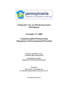 PA DEP BAQ - Toxics - Collegeville Area Air Monitoring Project Third Report