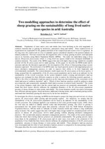 Two modelling approaches to determine the effect of sheep grazing on the sustainability of long lived native trees species in arid Australia