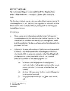 Open General Export Licence (Oil and Gas Exploration: Dual-Use Items) dated 13 June 2012