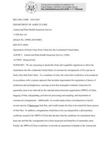 This document is scheduled to be published in the Federal Register on[removed]and available online at http://federalregister.gov/a[removed], and on FDsys.gov BILLING CODE: [removed]P DEPARTMENT OF AGRICULTURE
