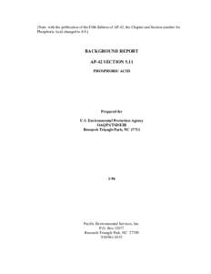 AP-42, Vol. 1, Final Background Document for Phosphoric Acid, Section 8.9