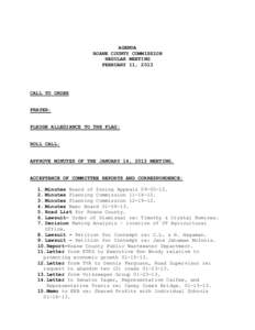 AGENDA ROANE COUNTY COMMISSION REGULAR MEETING FEBRUARY 11, 2013  CALL TO ORDER