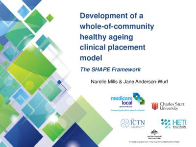 Development of a whole-of-community healthy ageing clinical placement model The SHAPE Framework