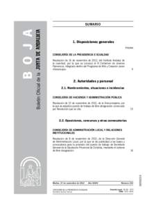 1. Disposiciones generales PÁGINA Consejería de La Presidencia e Igualdad Resolución de 16 de noviembre de 2012, del Instituto Andaluz de la Juventud, por la que se convoca el IV Certamen de Jóvenes