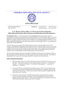 FEDERAL HOUSING FINANCE AGENCY  NEWS RELEASE For Immediate Release May 26, 2015