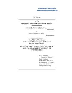 NoIN THE Supreme Court of the United States SUSAN B. ANTHONY LIST, ET AL., Petitioners,