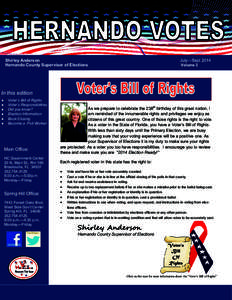 Hernando Votes Shirley Anderson Hernando County Supervisor of Elections January—March 2014 Volume 1