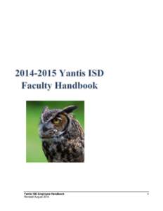 Yantis ISD Employee Handbook Revised August[removed]  Table of Contents