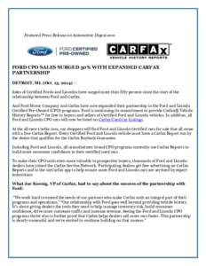Vehicle history report / Certified Pre-Owned / Ford Motor Company / Car dealership / R.L. Polk & Co. / Automotive industry / Transport / Carfax
