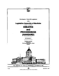 First Session Thirty-Fifth Legislature • ofthe  Legislative Assembly of Manitoba