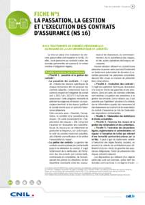 Pack Assurance Fiche n°1 : la passation, la gestion et l’exécution des contrats d’assurance (NS-016)