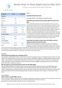 Market Wrap for Week Beginning 2nd Mar 2015 A summary of Local and International Market-related News Snapshot  Price