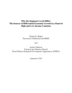 Why Development Levels Differ:  The Sources of Differential Economic Growth