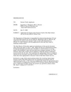 MEMORANDUM OSE-EIS[removed]July 15, 2002  "Application for Funds Under Section 51a(6) of the State School Aid Act for the[removed]School Year"