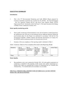 EXECUTIVE SUMMARY Introduction 1.  This is the 35th Environmental Monitoring and Audit (EM&A) Report prepared by