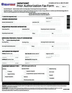 INPATIENT  Complete and Fax to: [removed]Prior Authorization Fax Form