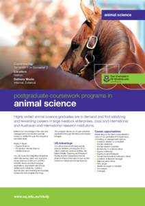 animal science  Commencing: Semester 1 or Semester 2 Location: Gatton