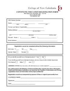 CONTINUING EDUCATION REGISTRATION FORM