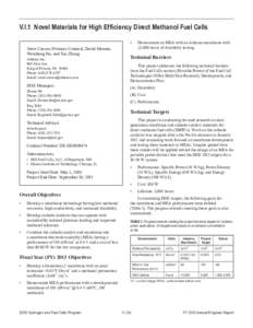 V.I.1 Novel Materials for High Efficiency Direct Methanol Fuel Cells • Steve Carson (Primary Contact), David Mountz, Wensheng He, and Tao Zhang Arkema Inc.