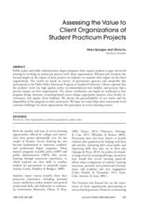 Assessing the Value to Client Organizations of Student Practicum Projects Mary Sprague and Olivia Hu Stanford University