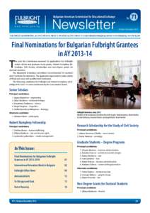 Bulgarian-American Commission for Educational Exchange  www.fulbright.bg Newsletter