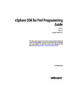 vSphere SDK for Perl Programming Guide ESX 4.1 ESXi 4.1 vCenter Server 4.1