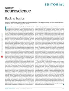 e d i to r i a l  Back to basics Successful translational research requires a solid understanding of the systems involved and their normal functions, which only basic research is equipped to provide.