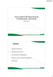 How to Define RE Requirements for Radiometer Instruments Hernan Sineiro