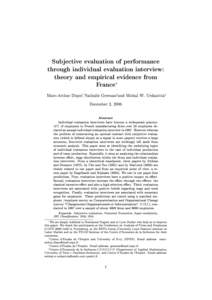 Sub jective evaluation of performance through individual evaluation interview: theory and empirical evidence from France †