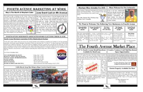 4th AveNews  FOURTH AVENUE MARKETING AT WORK May Is The Month of Mayhem Sales  June Event-Lost on 4th Avenue