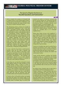 GLOBAL POLITICAL TRENDS CENTER  The Speech of Ingmar Karlsson on “Kurdish Question and Nationalism” Page 1