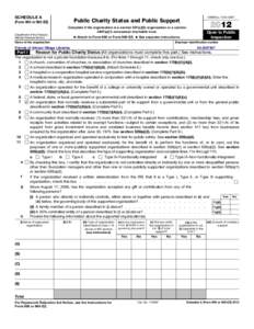 2012 Form 990 or 990-EZ (Schedule A)